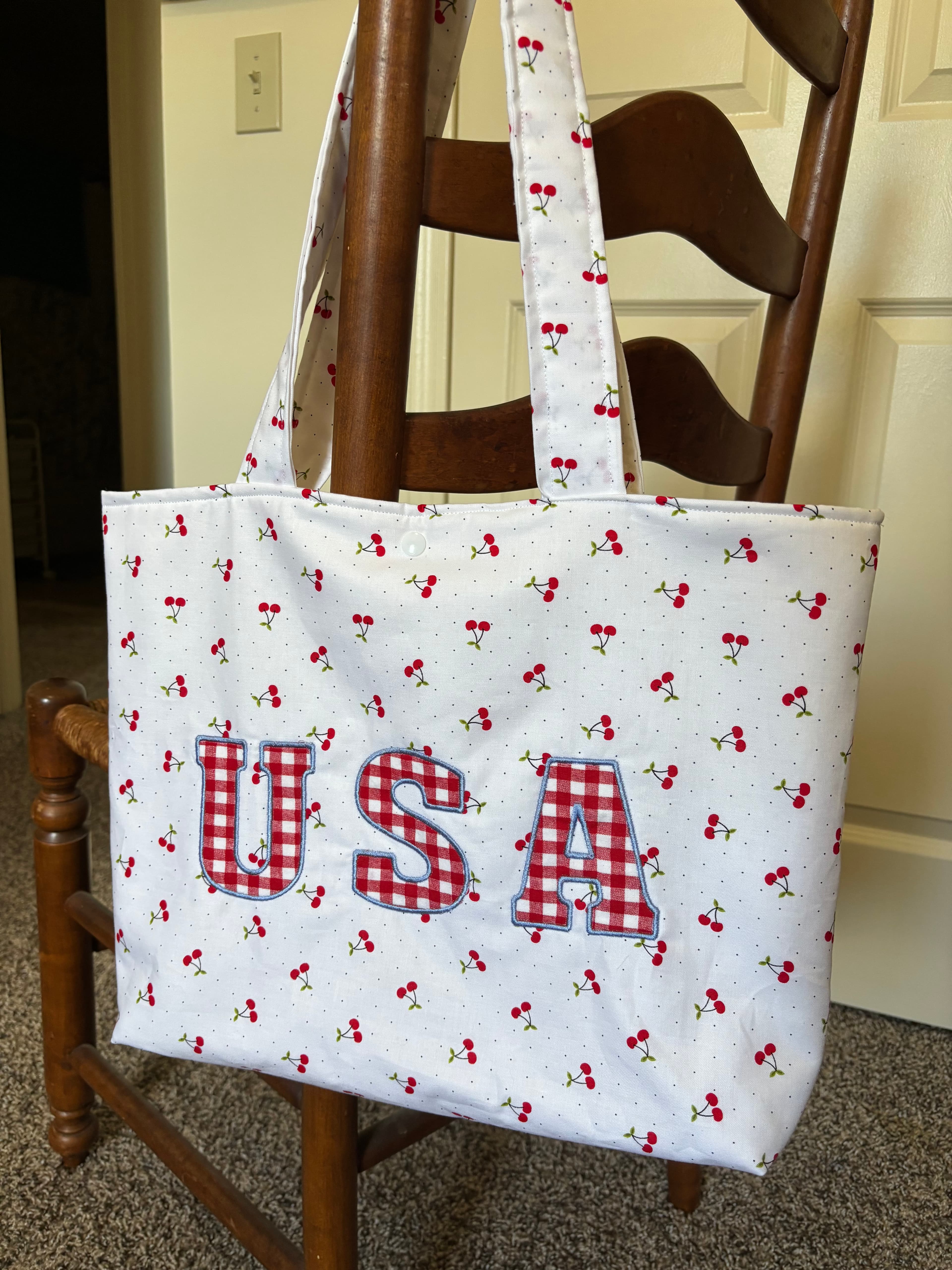 Embroidered USA Tote Bag