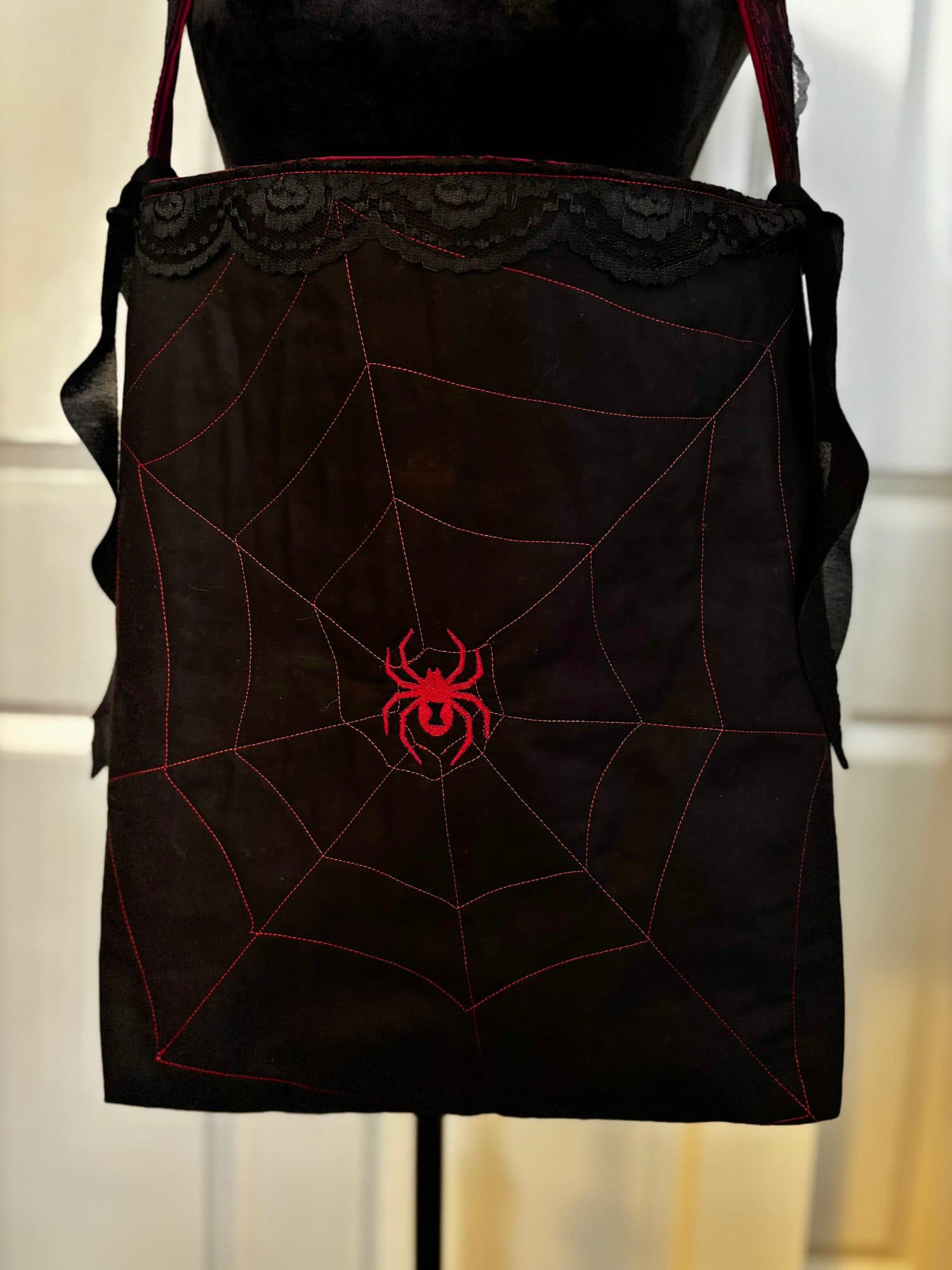Red Widow Embroidered Tote Bag