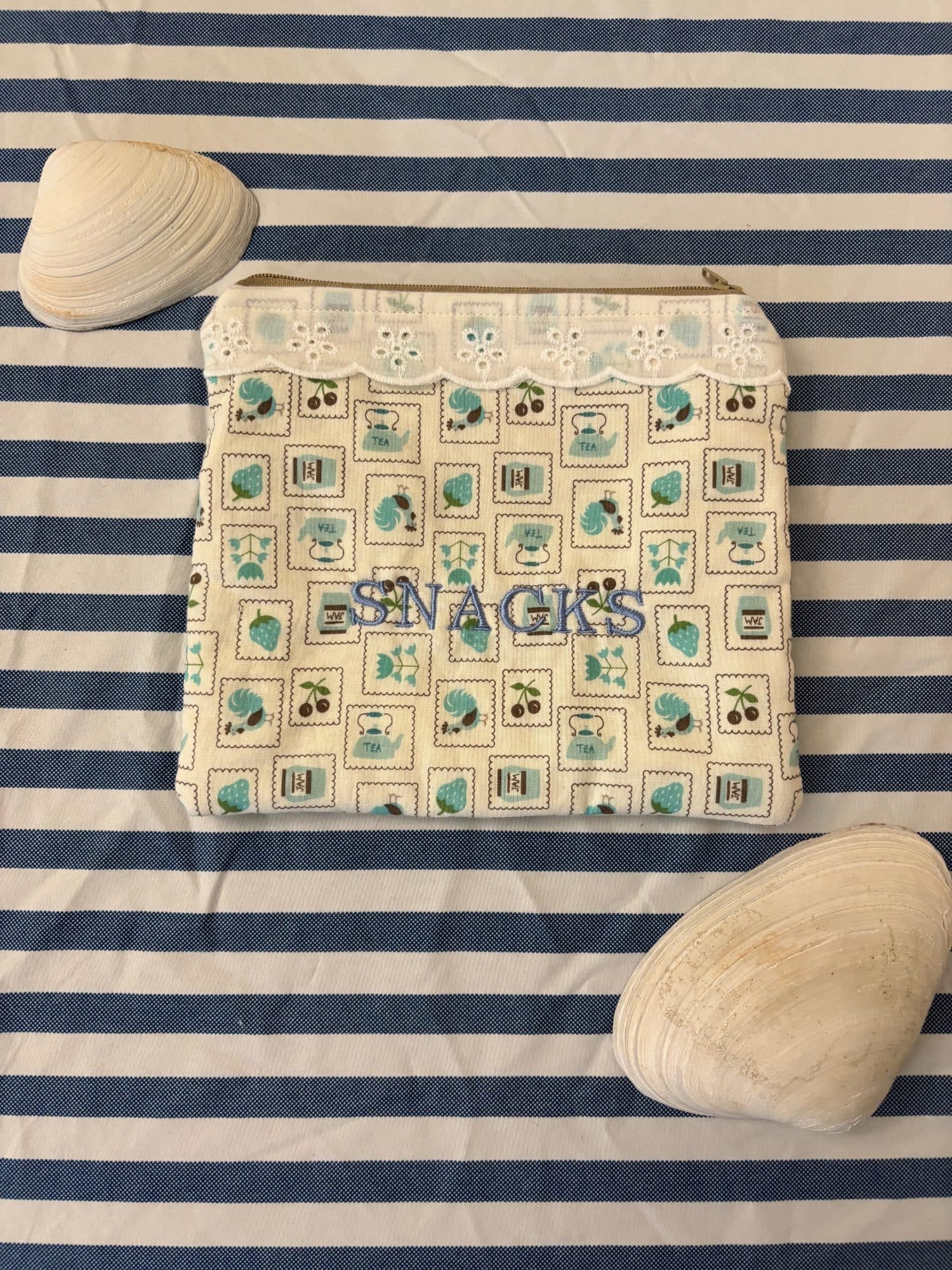 Embroidered Zipper Travel Pouch
