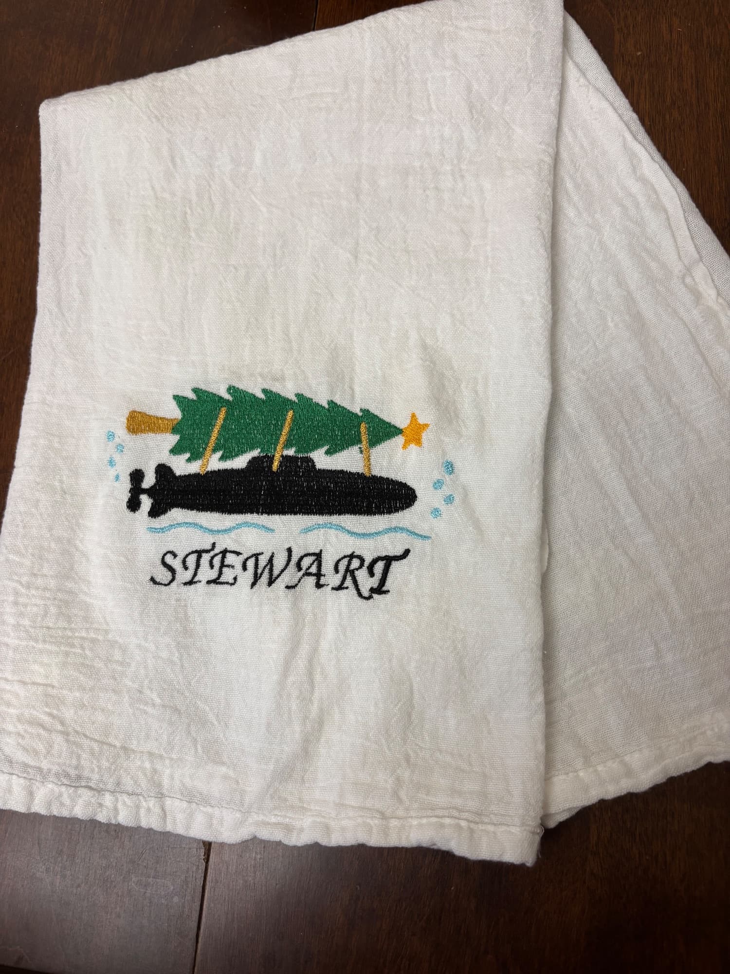 Christmas Submarine Tea Towel